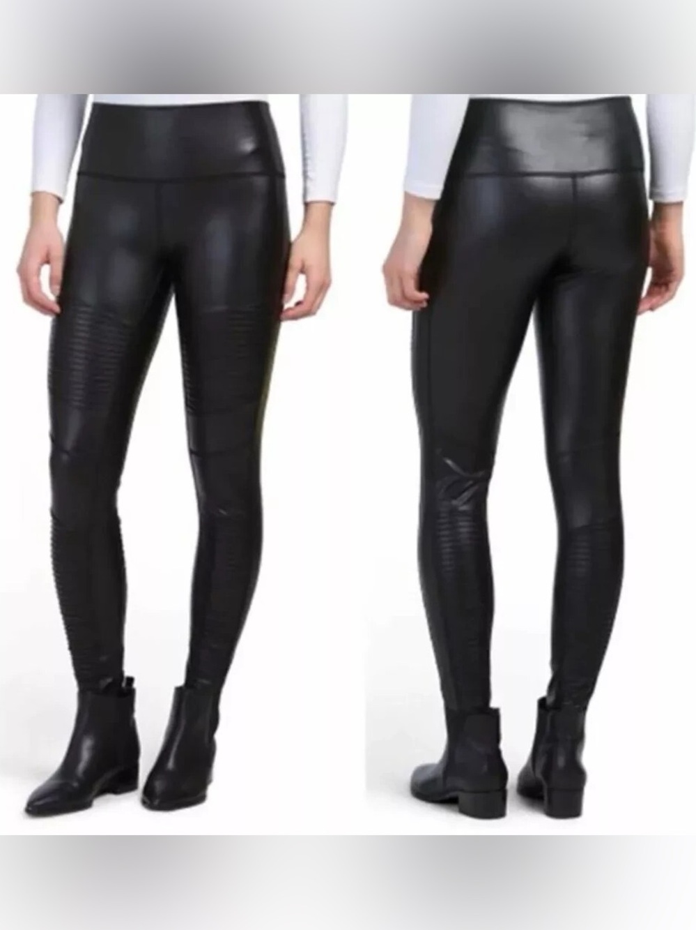 7 For All Mankind Black Faux Leather Moto Leggings